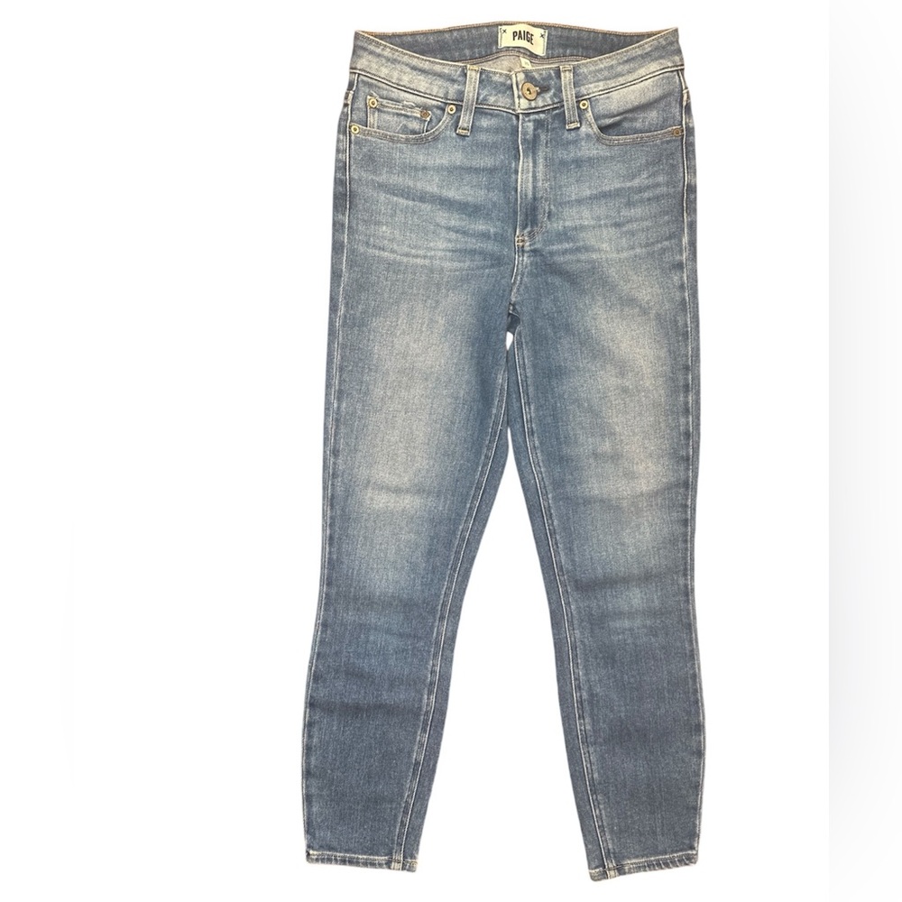 EUC Paige Hoxton Crop Size 25 Light Renzo Wash Mid Rise Stretch Skinny Denim
